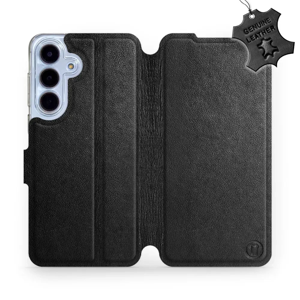 Echtleder Handyhülle für Galaxy S25 FE, Mobiwear Leather, Schwarz