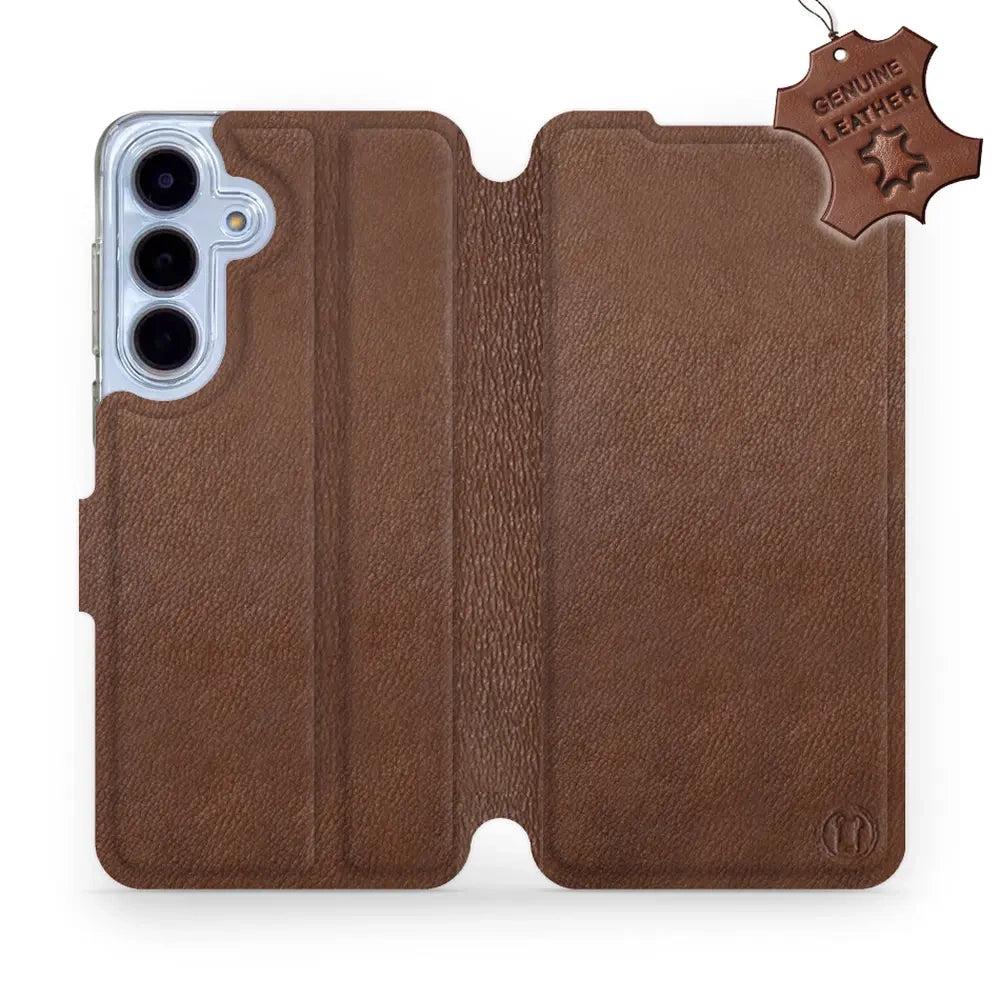 Echtleder Handyhülle für Galaxy S25 FE, Mobiwear Leather, Braun