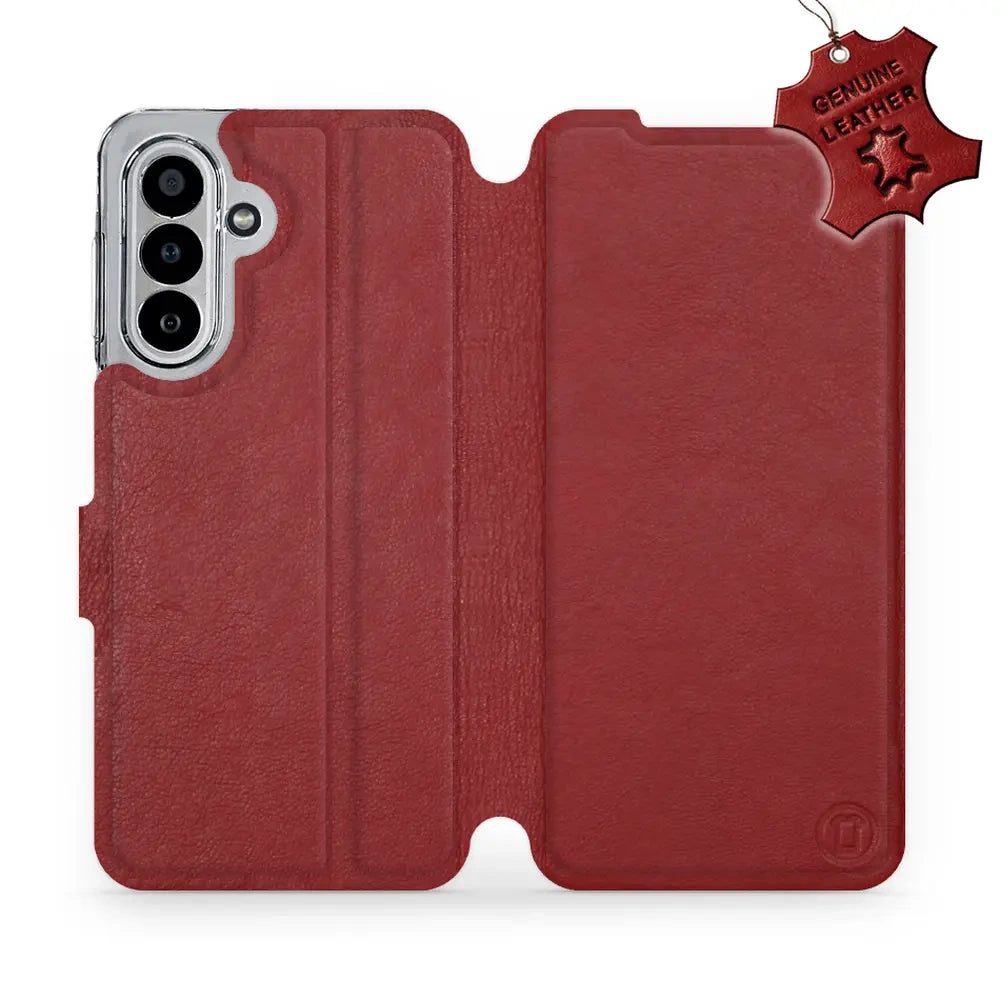 Echtleder Handyhülle für Galaxy A17 5G, Mobiwear Leather, Dunkelrot