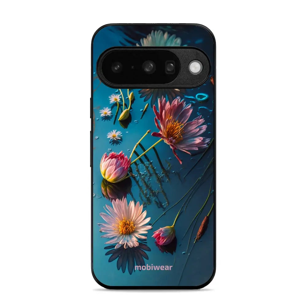 Handyhülle für Pixel 10, Mobiwear Glossy Case, Blau-Blumig