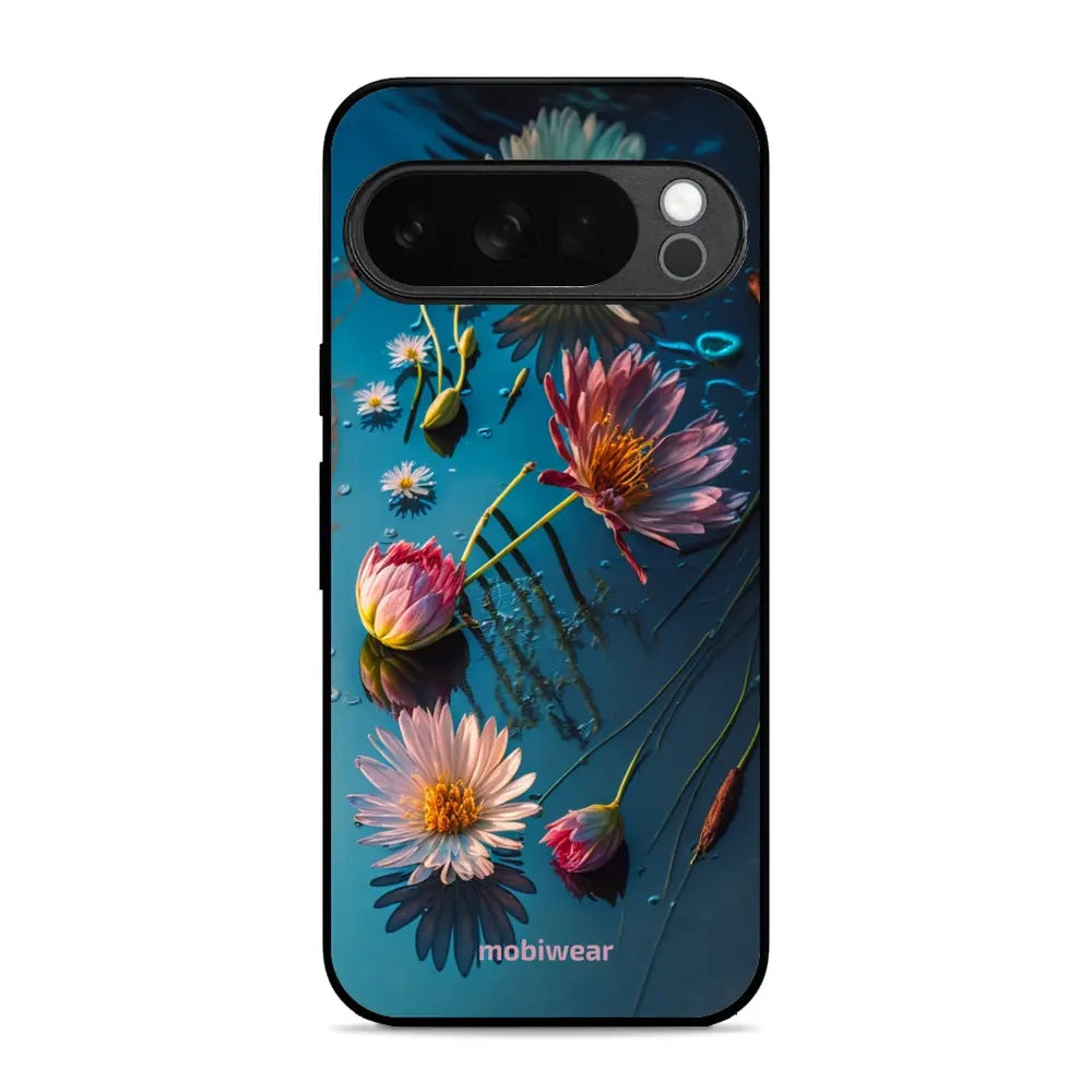Handyhülle für Pixel 10 Pro, Mobiwear Glossy Case, Blau-Blumig