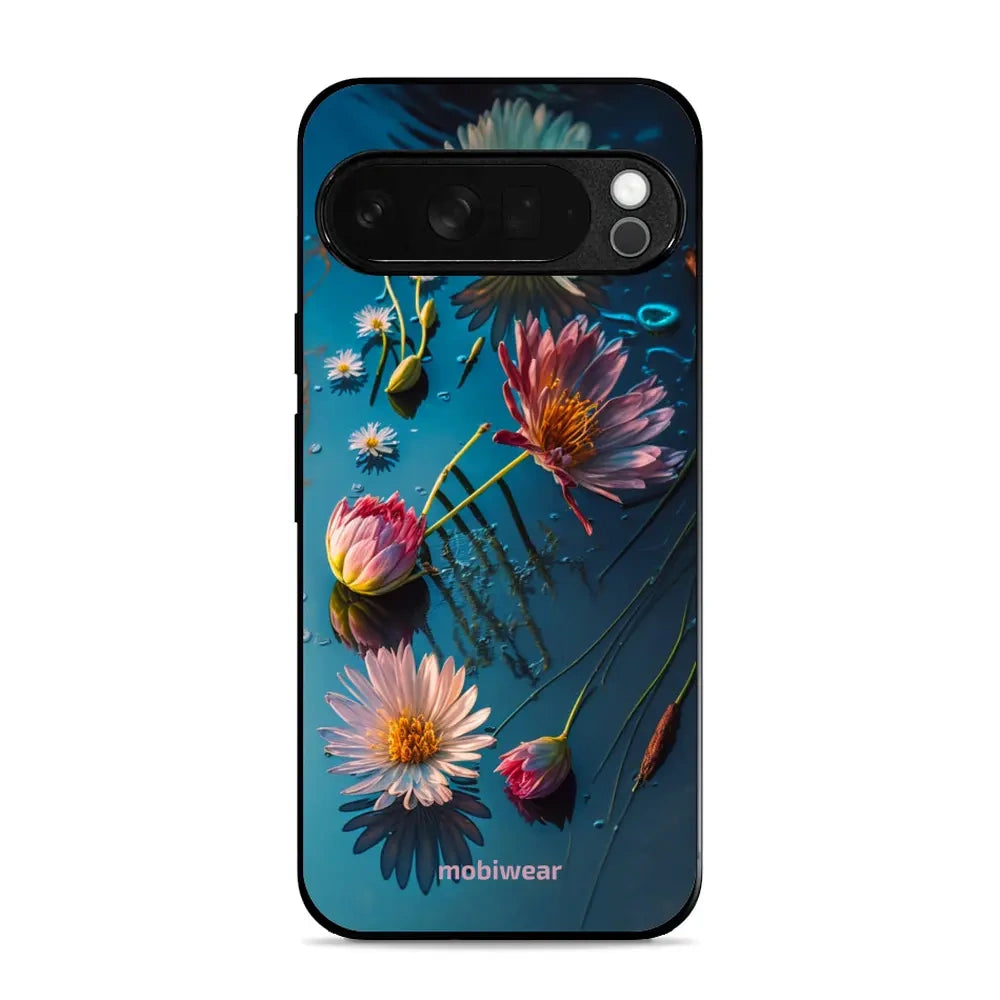 Handyhülle für Pixel 10 Pro XL, Mobiwear Glossy Case, Blau-Blumig