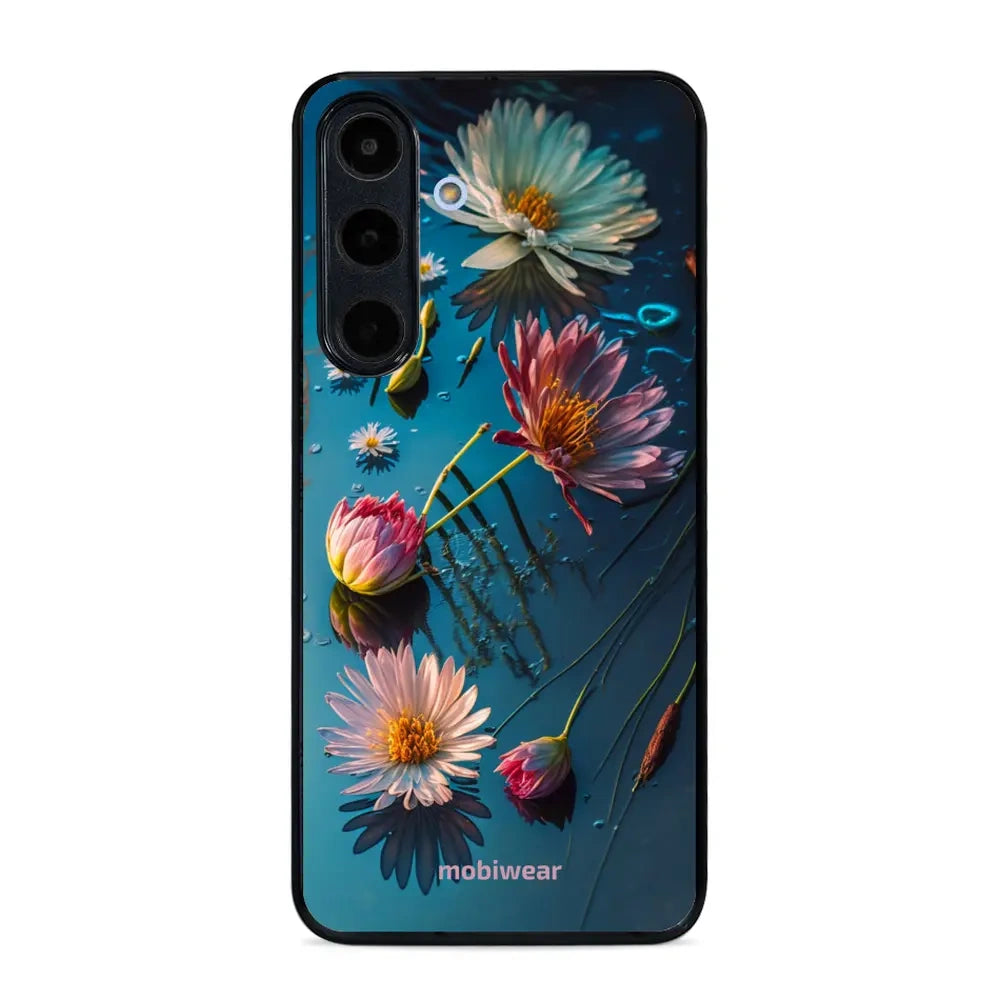 Handyhülle für Galaxy S25 FE, Mobiwear Glossy Case, Blau-Blumig