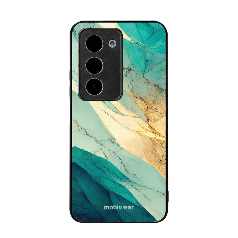 Handyhülle für Xiaomi Redmi 15 4G, Mobiwear Glossy Case, Türkis-Marmor