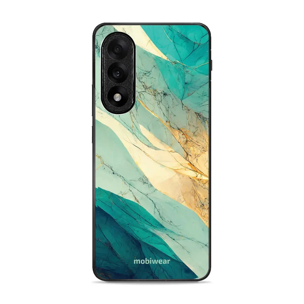 Handyhülle für OnePlus Nord 5, Mobiwear Glossy Case, Türkis-Marmor