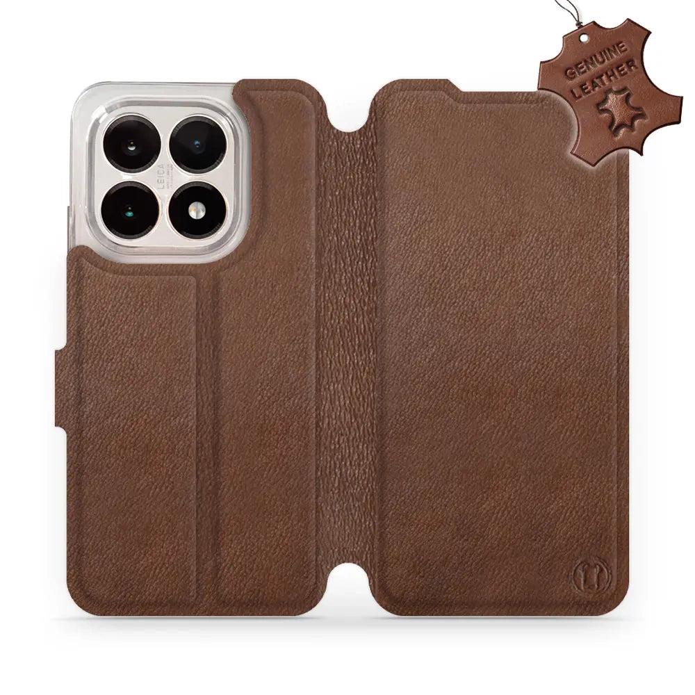 Echtleder Handyhülle für Xiaomi 15T, Mobiwear Leather, Braun