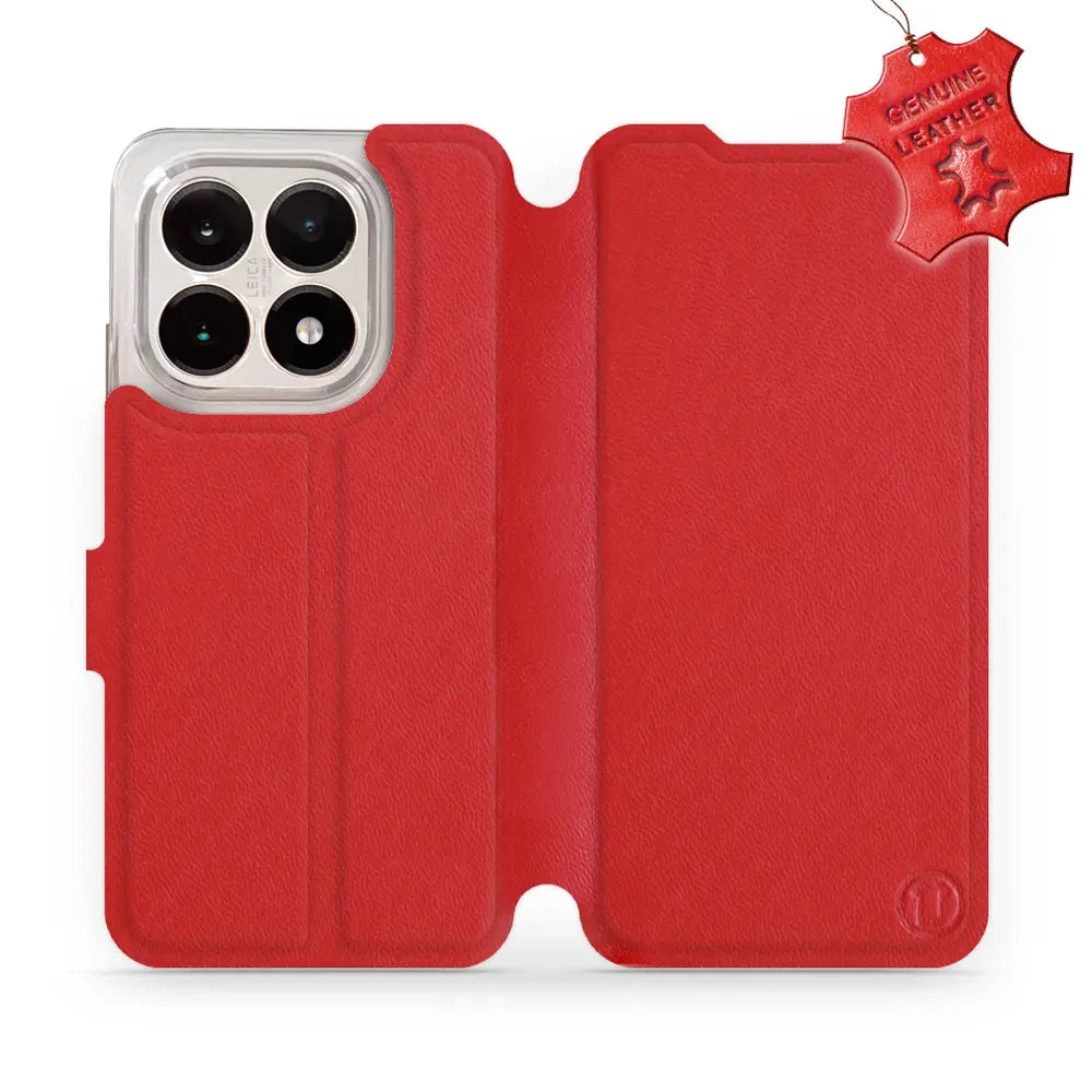 Echtleder Handyhülle für Xiaomi 15T, Mobiwear Leather, Rot
