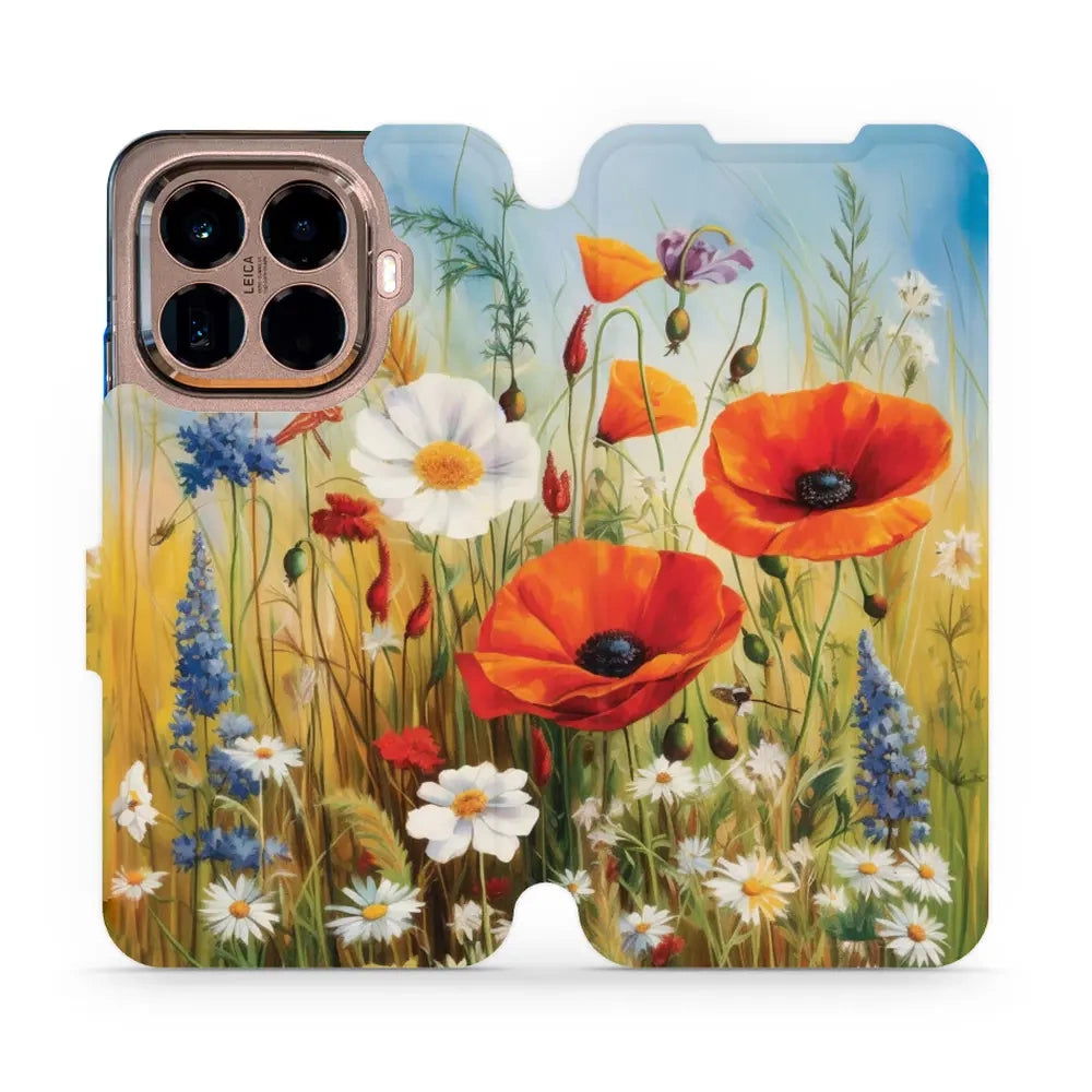 Handyhülle mit klappe für Xiaomi 15T Pro, Mobiwear Book, Wiesenblumen