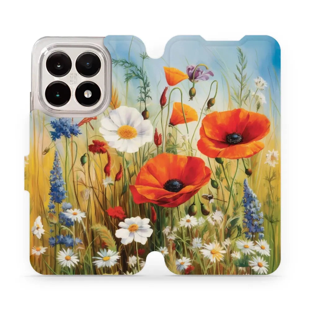 Handyhülle mit klappe für Xiaomi 15T, Mobiwear Book, Wiesenblumen