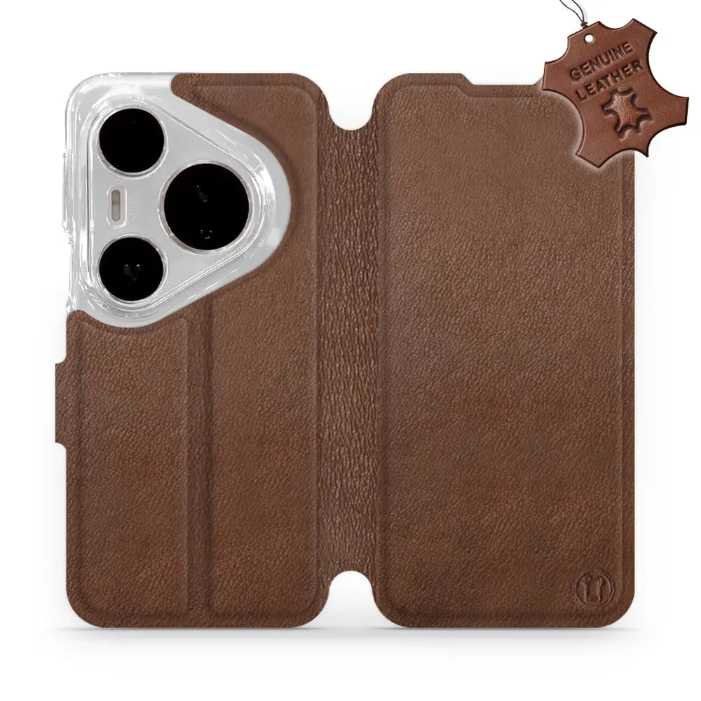 Echtleder Handyhülle für Huawei Pura 80 Pro / Huawei Pura 80 Pro Plus, Mobiwear Leather, Braun