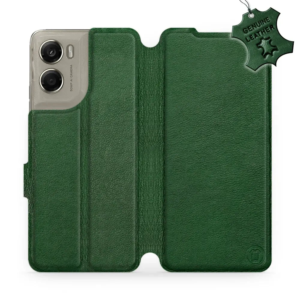 Echtleder Handyhülle für Motorola Moto G06 4G / Motorola Moto G06 Power 4G, Mobiwear Leather, Grün