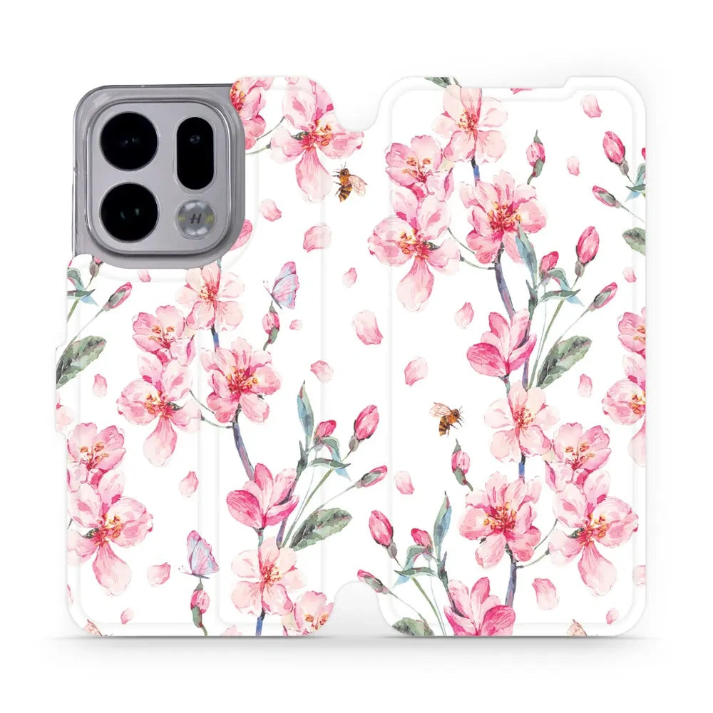 Handyhülle mit klappe für Oppo Find X9, Mobiwear Book, Rosa Frühling