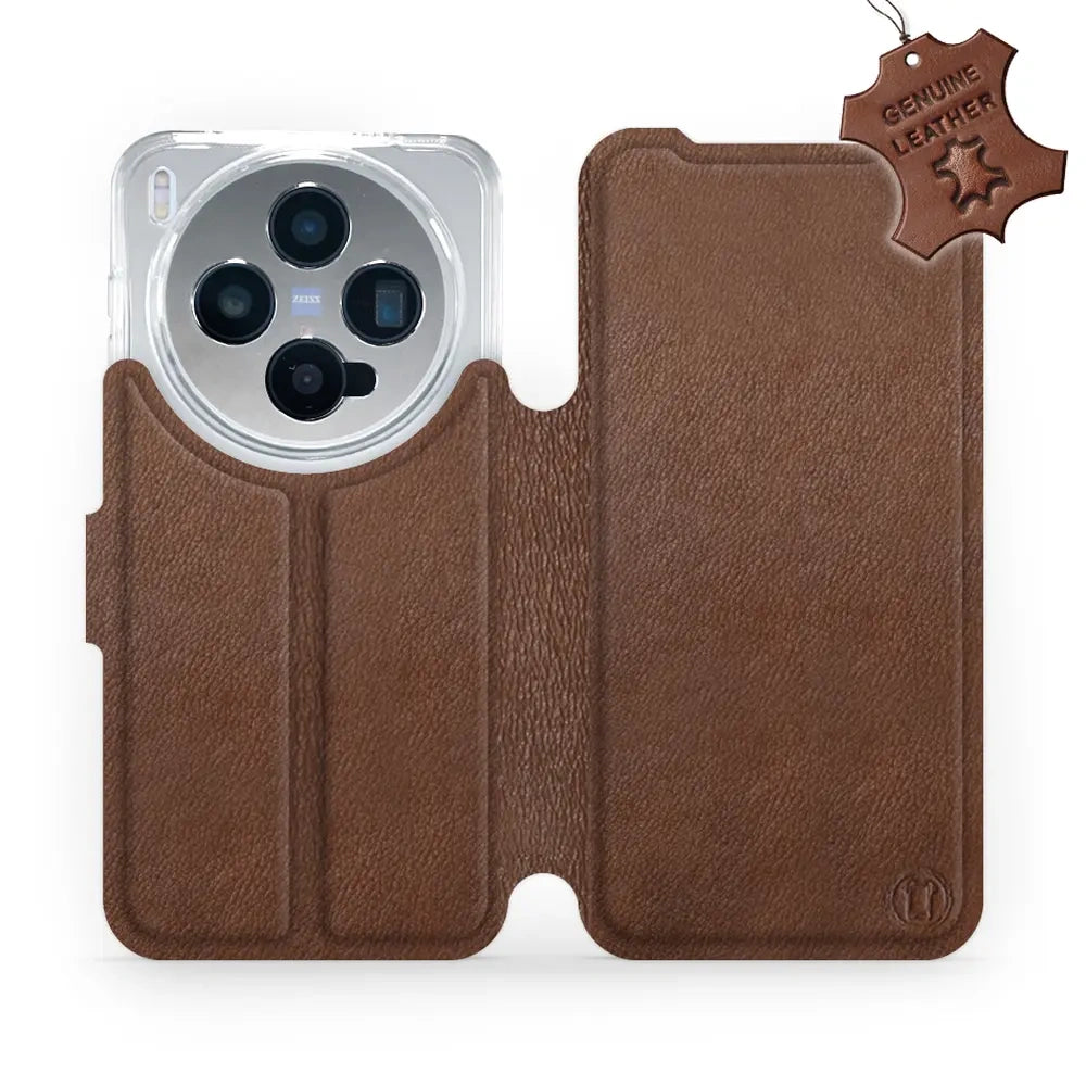echtleder handyhülle Echtleder Handyhülle für Vivo X300, Mobiwear Leather, Braun
