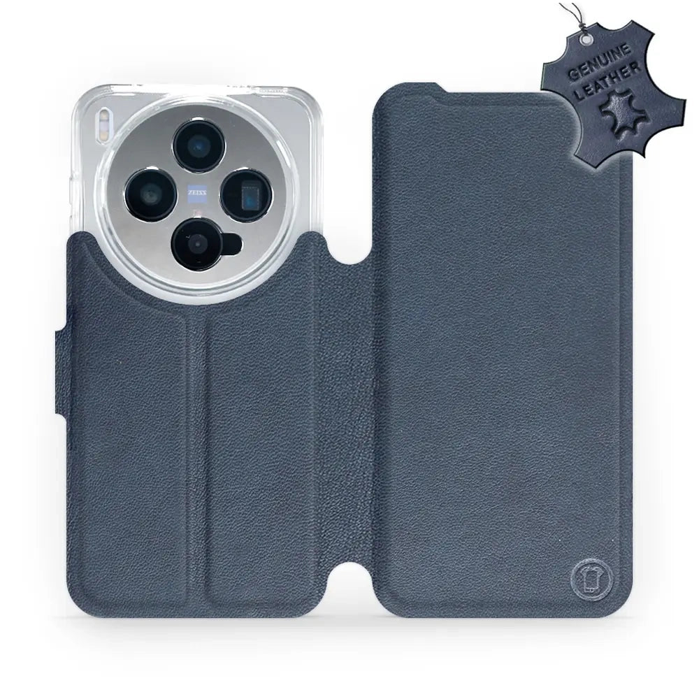 Echtleder Handyhülle für Vivo X300, Mobiwear Leather, Dunkelblau