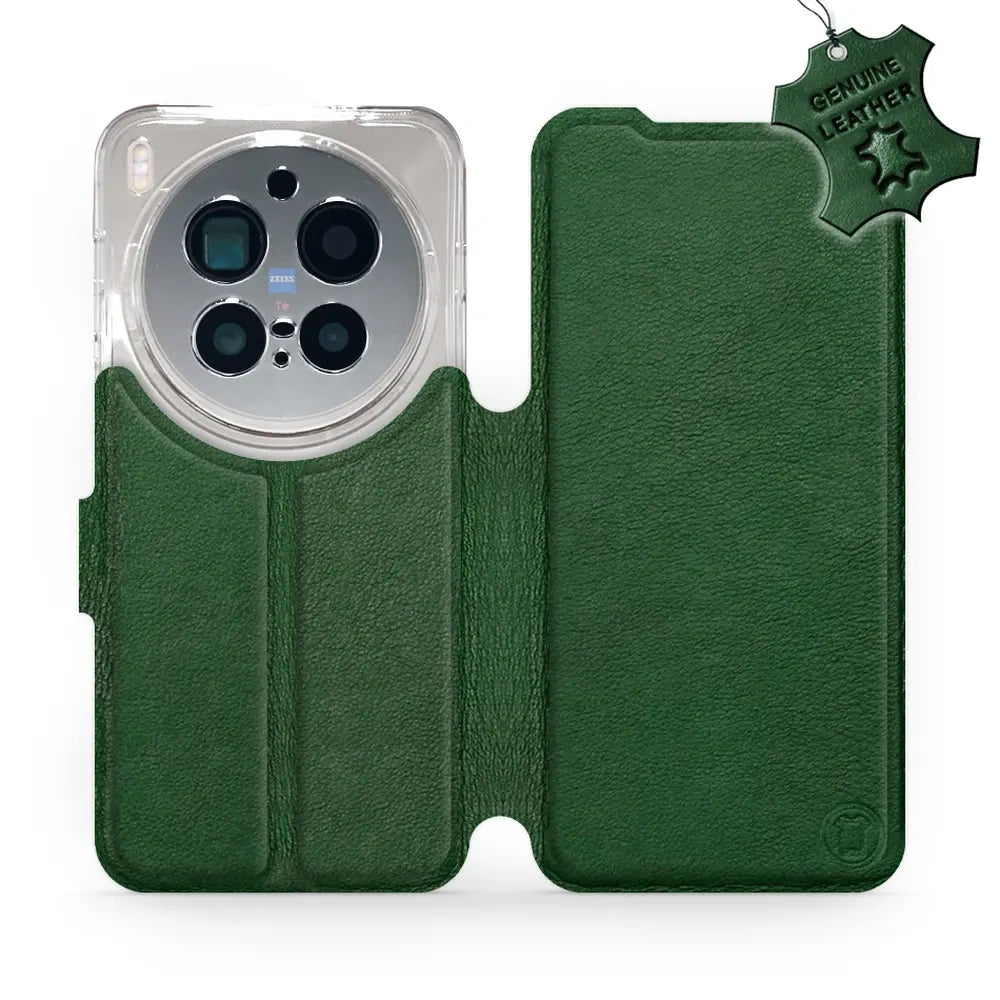 Echtleder Handyhülle für Vivo X300 Pro, Mobiwear Leather, Grün