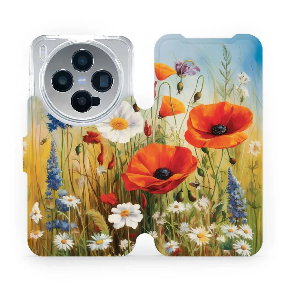 Handyhülle mit klappe für Vivo X300, Mobiwear Book, Wiesenblumen