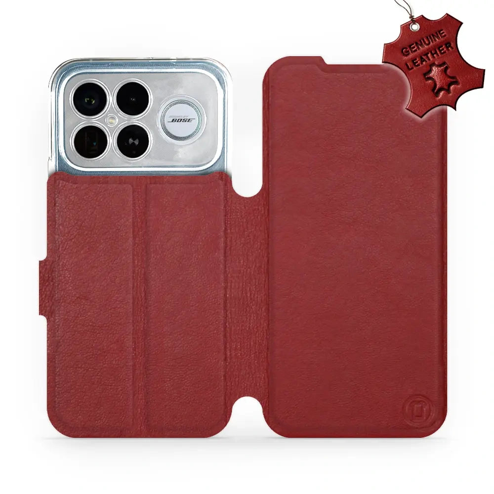 Echtleder Handyhülle für Xiaomi POCO F8 Ultra, Mobiwear Leather, Dunkelrot