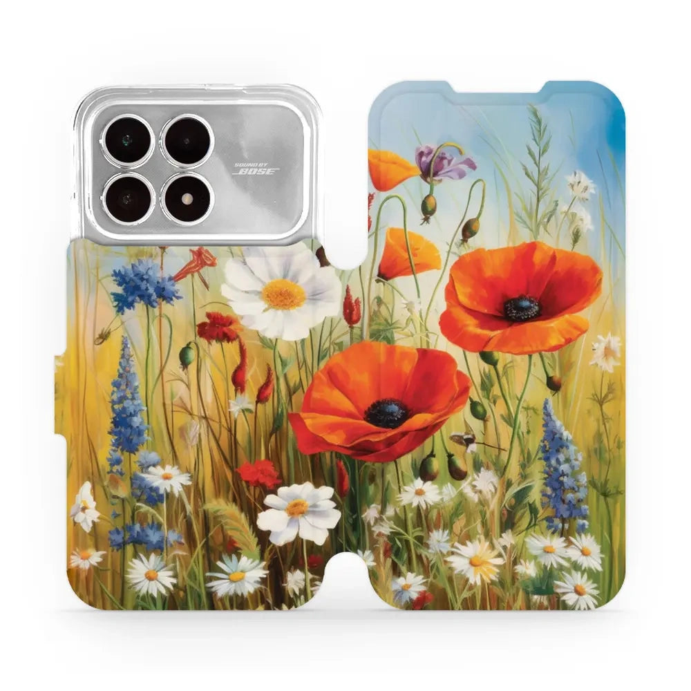Handyhülle mit klappe für Xiaomi POCO F8 Pro, Mobiwear Book, Wiesenblumen