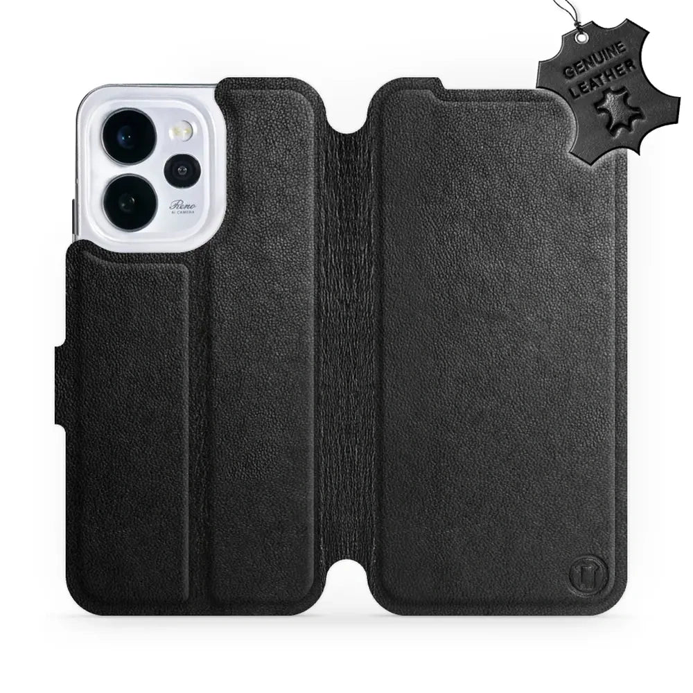 Echtleder Handyhülle für Oppo Reno 15, Mobiwear Leather, Schwarz