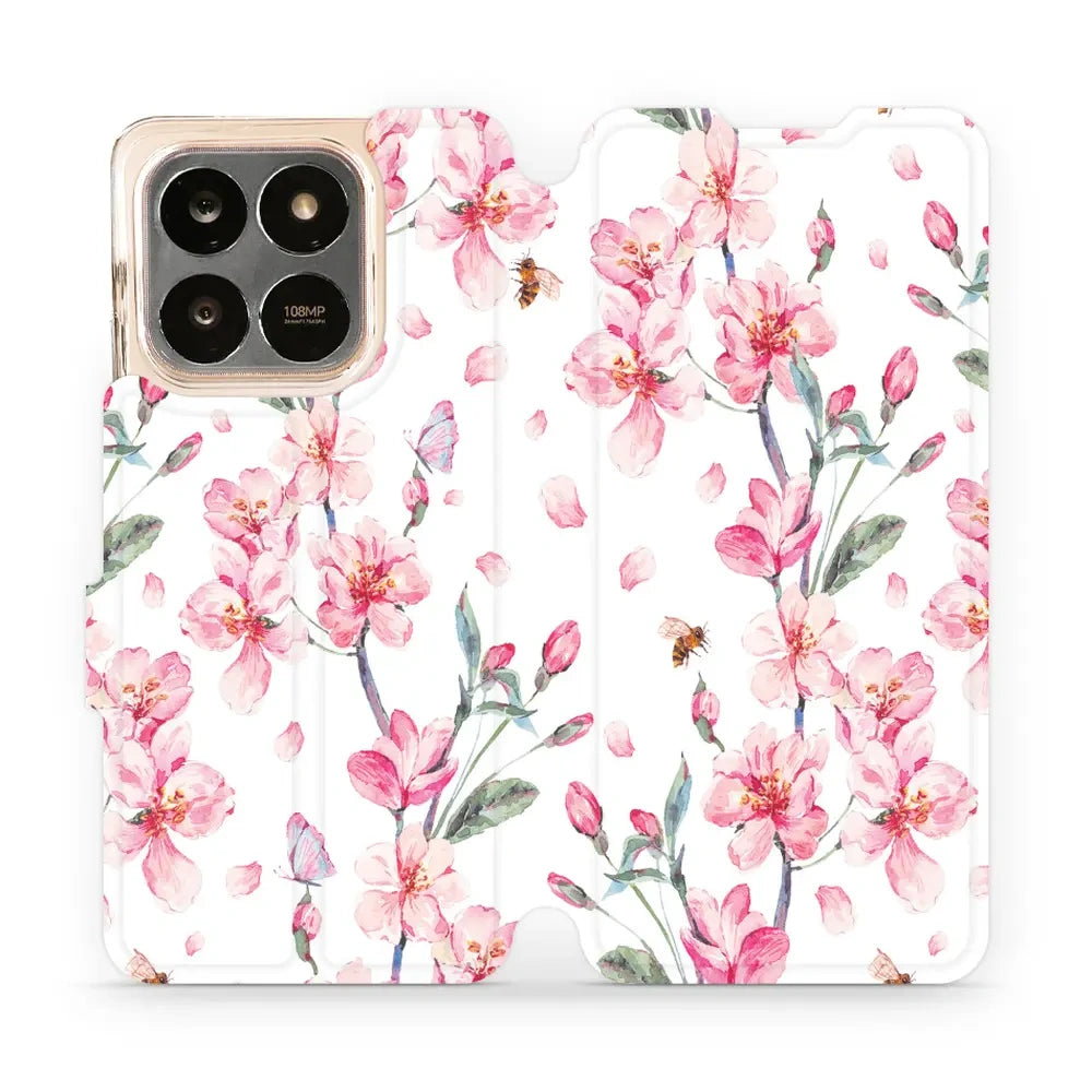Handyhülle mit klappe für Honor X7d 4G/5G / Honor 400 Smart 4G/5G, Mobiwear Book, Rosa Frühling
