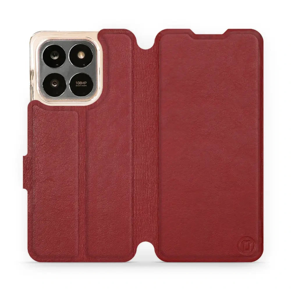 Echtleder Handyhülle für Honor X7d 4G/5G / Honor 400 Smart 4G/5G, Mobiwear Leather, Dunkelrot