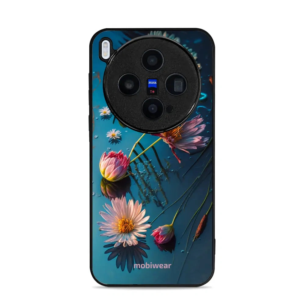 Handyhülle für Vivo X300, Mobiwear Glossy Case, Blau-Blumig