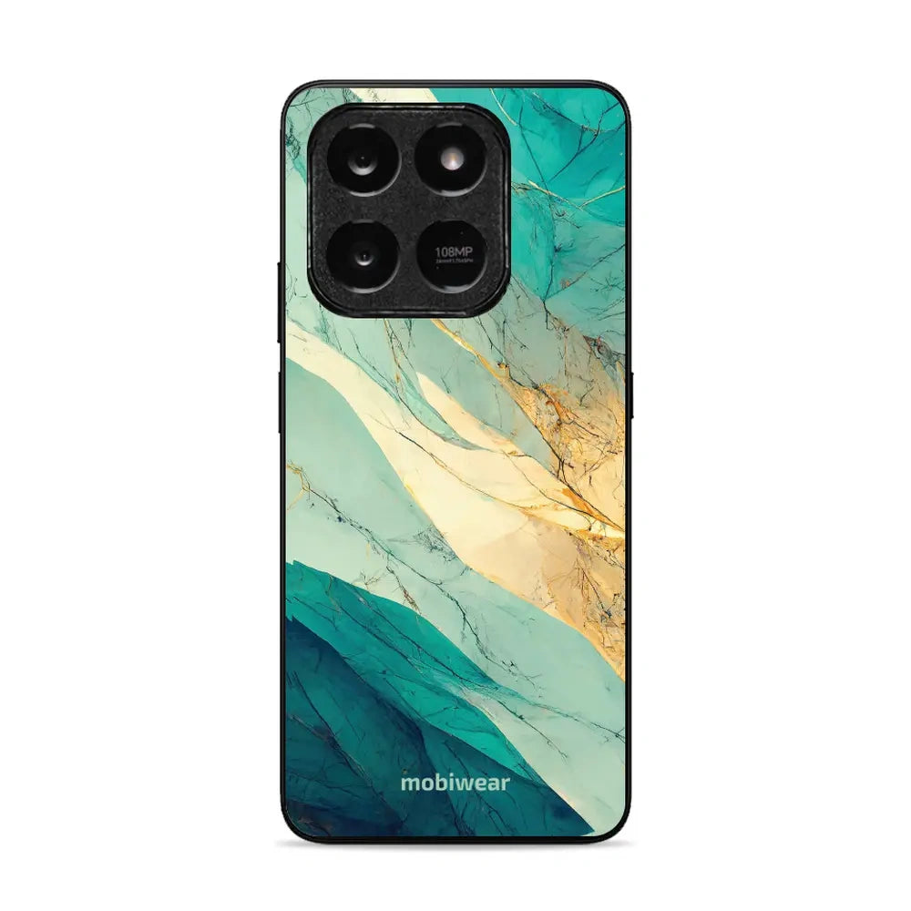 Handyhülle für Honor X7d 4G/5G / Honor 400 Smart 4G/5G, Mobiwear Glossy Case, Türkis-Marmor