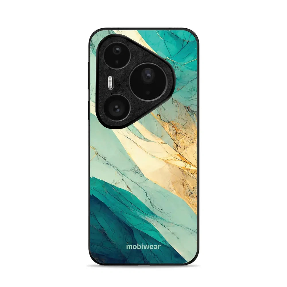 Handyhülle für Huawei Pura 80 Pro / Huawei Pura 80 Pro Plus, Mobiwear Glossy Case, Türkis-Marmor
