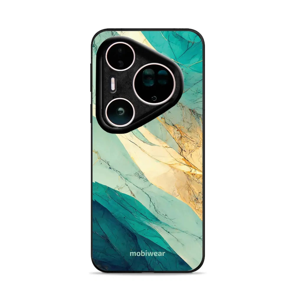 Handyhülle für Huawei Pura 80 Ultra, Mobiwear Glossy Case, Türkis-Marmor