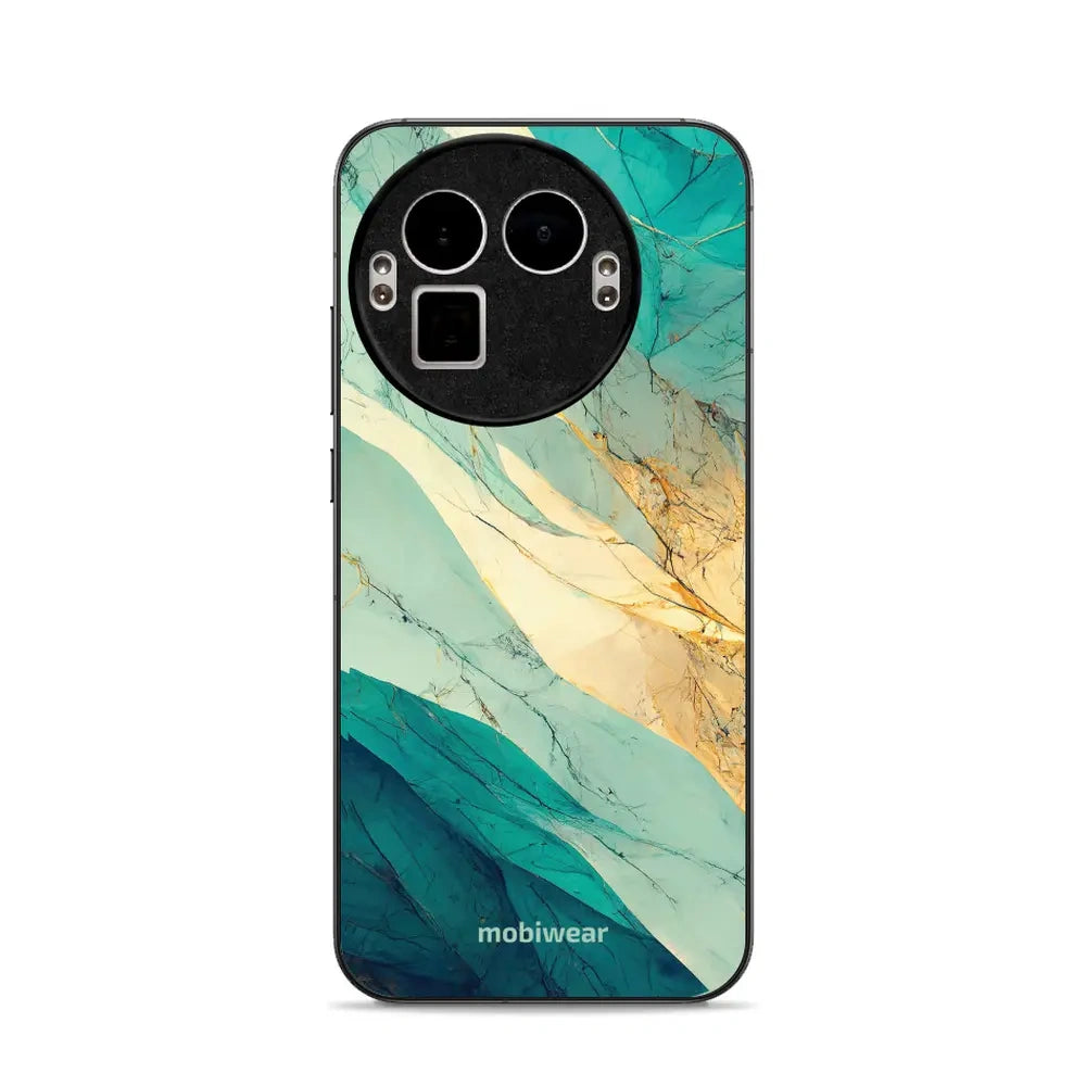 Handyhülle für Realme GT 8 Pro, Mobiwear Glossy Case, Türkis-Marmor