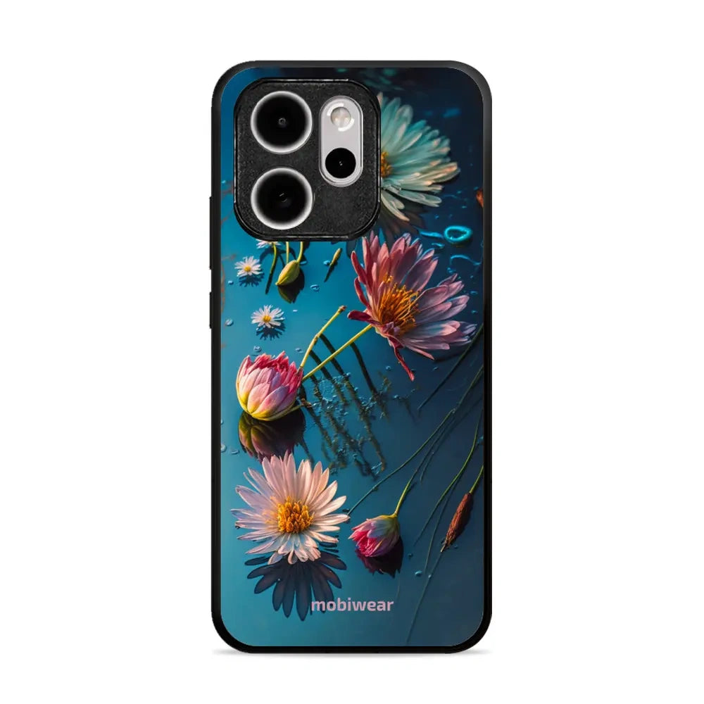 Handyhülle für Oppo Reno 15 Pro, Mobiwear Glossy Case, Blau-Blumig