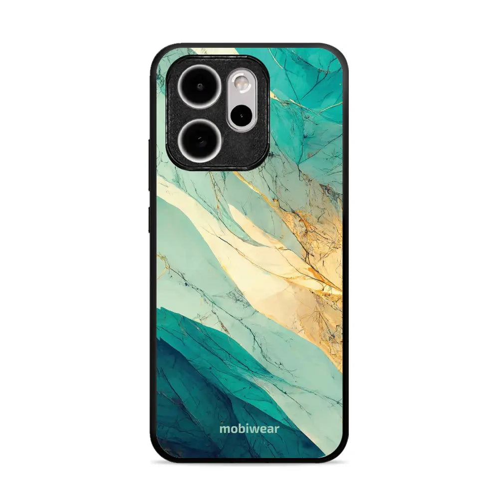Handyhülle für Oppo Reno 15 Pro, Mobiwear Glossy Case, Türkis-Marmor