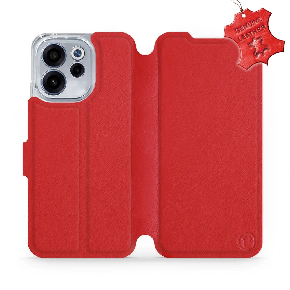 Echtleder Handyhülle für Oppo Reno 15 FS, Mobiwear Leather, Rot