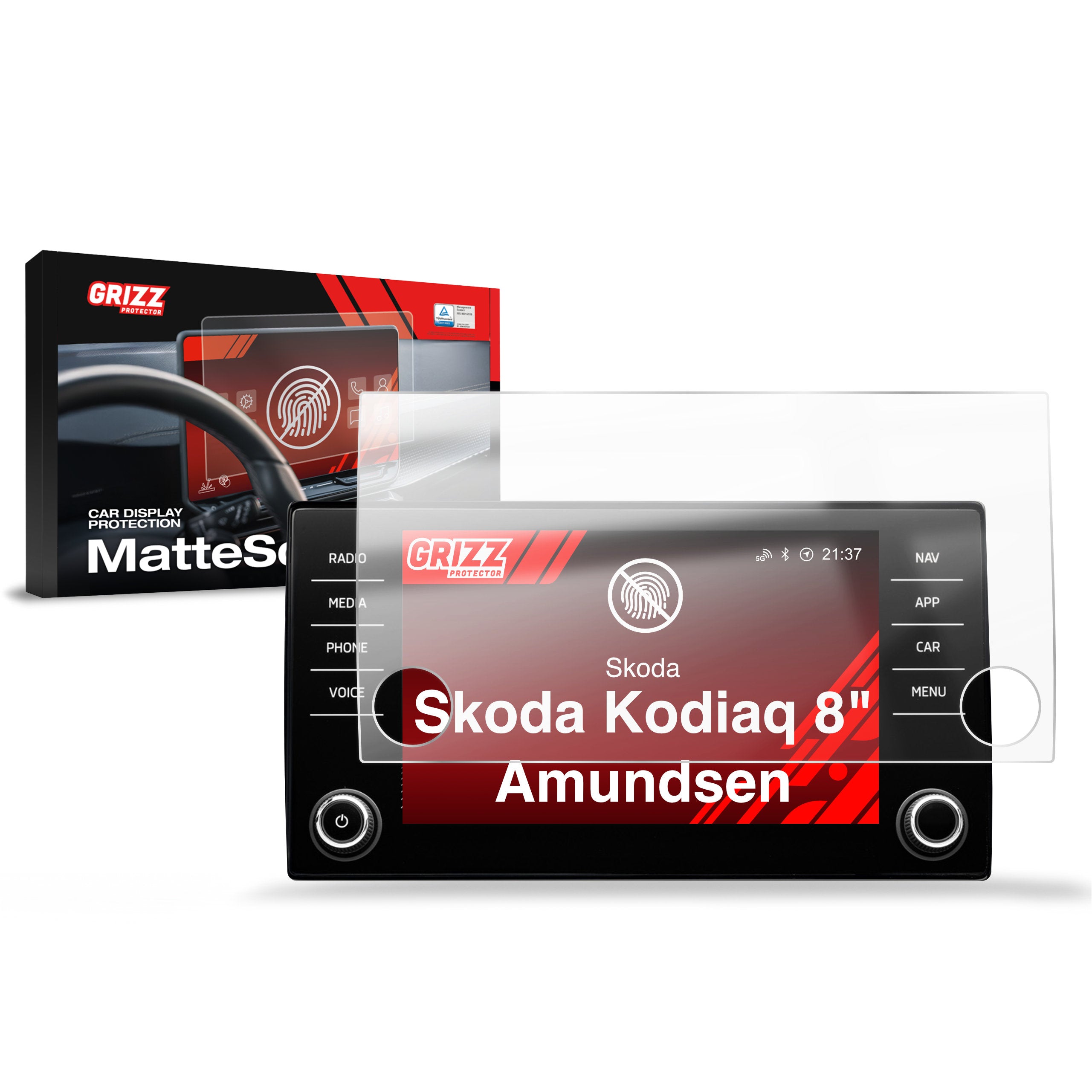 Matte Autodisplayfolie für Skoda Kodiaq 8" Amundsen (2016-2023), Grizz Protector