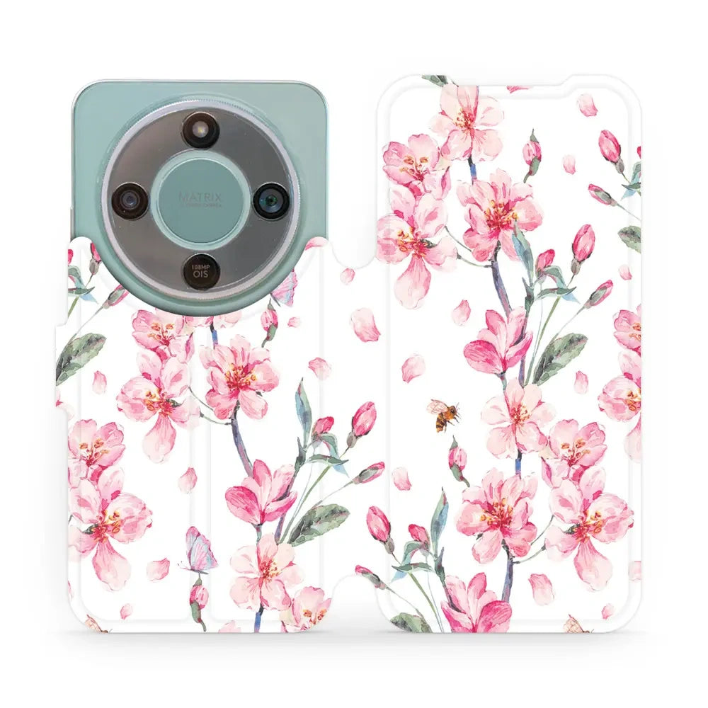 Handyhülle mit klappe für Honor Magic8 Lite, Mobiwear Book, Rosa Frühling