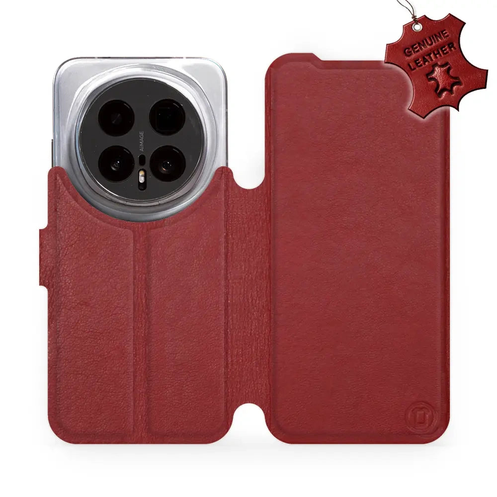 Echtleder Handyhülle für Honor Magic8 Pro, Mobiwear Leather, Dunkelrot