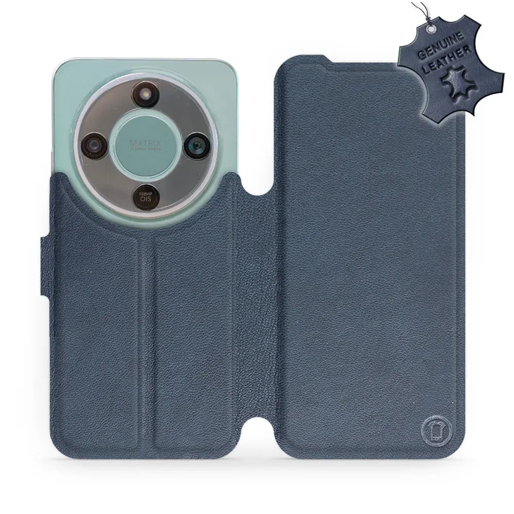 Echtleder Handyhülle für Honor Magic8 Lite, Mobiwear Leather, Dunkelblau