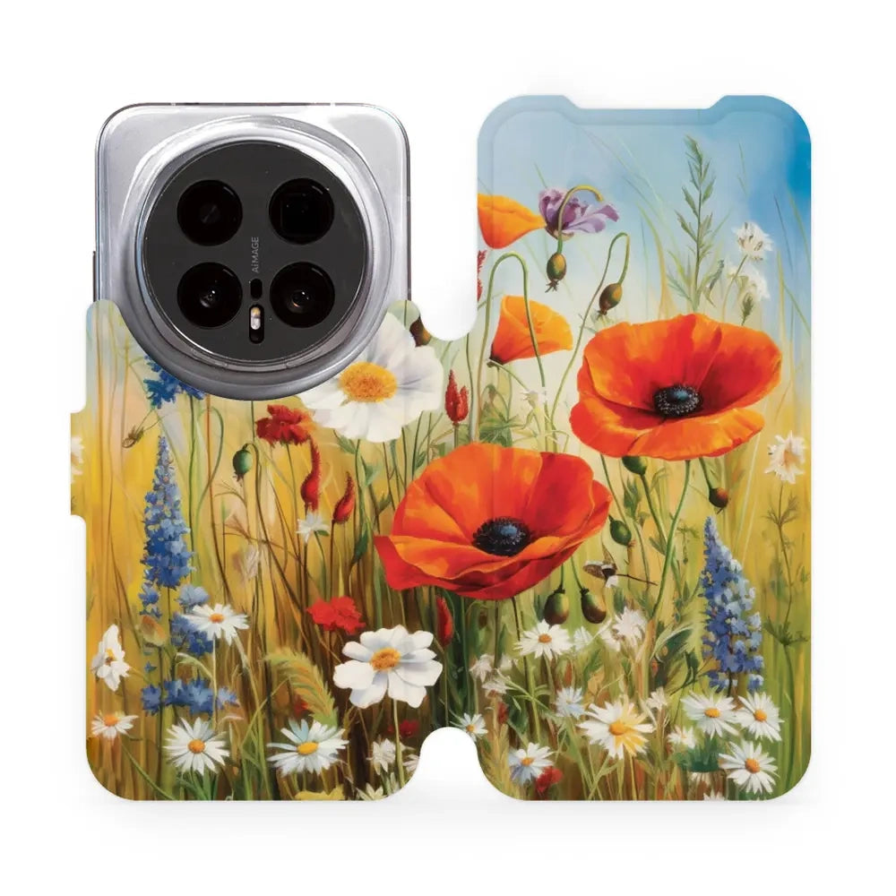 Handyhülle mit klappe für Honor Magic8 Pro, Mobiwear Book, Wiesenblumen