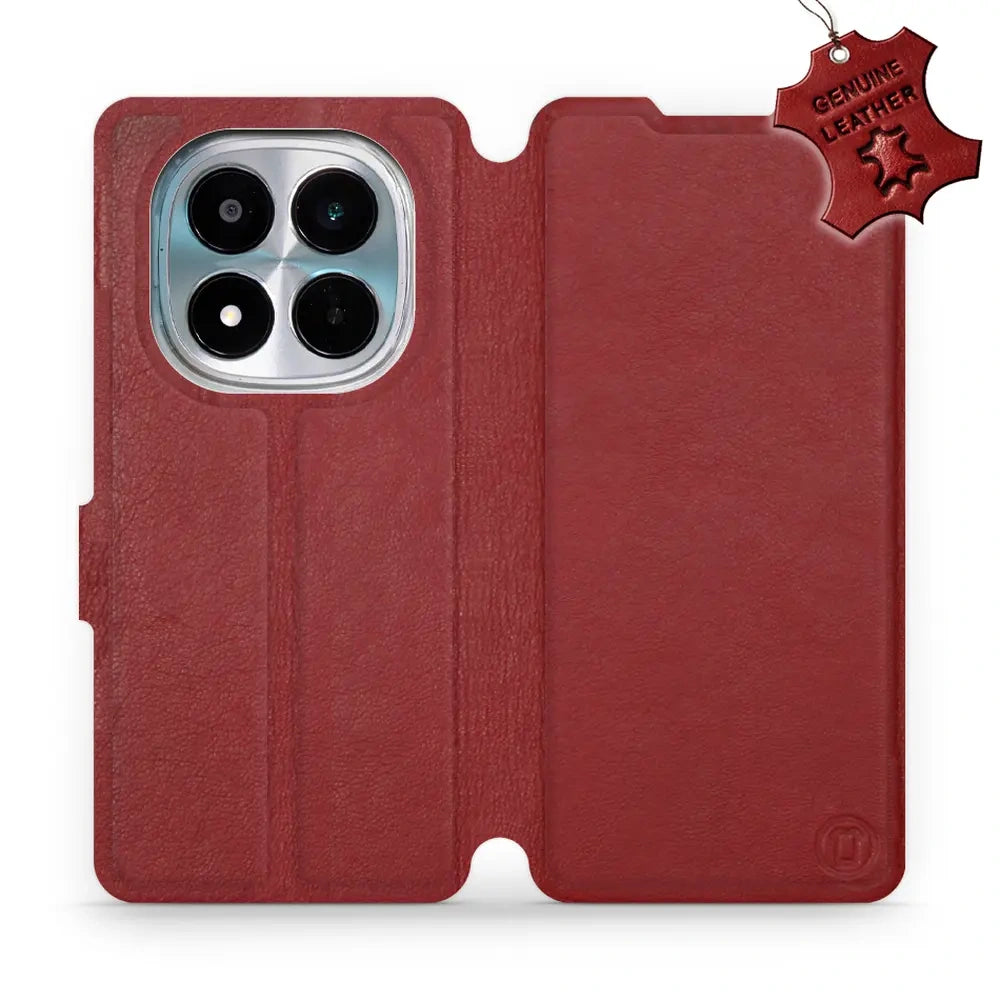 Echtleder Handyhülle für Xiaomi POCO M8 Pro 5G, Mobiwear Leather, Dunkelrot