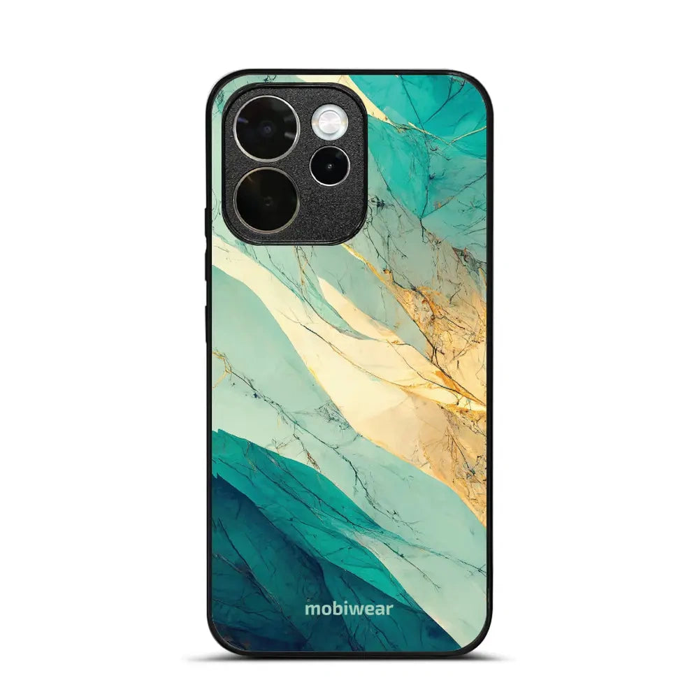 Handyhülle für Oppo Reno 15 FS, Mobiwear Glossy Case, Türkis-Marmor