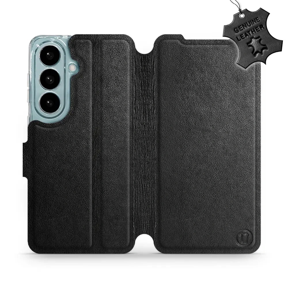 Echtleder Handyhülle für Galaxy S26, Mobiwear Leather, Schwarz