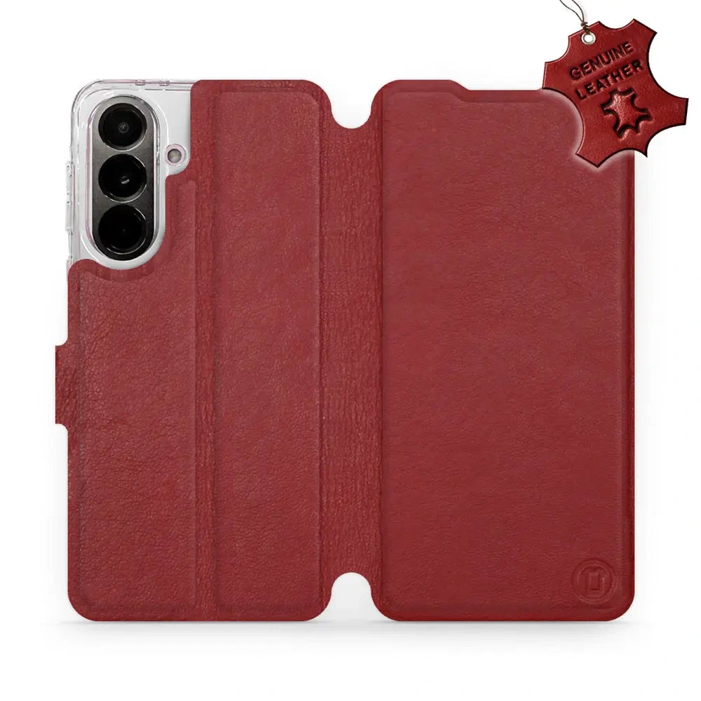 Echtleder Handyhülle für Galaxy A37 5G, Mobiwear Leather, Dunkelrot