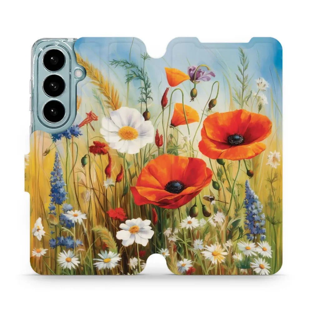 Handyhülle mit klappe für Galaxy S26, Mobiwear Book, Wiesenblumen