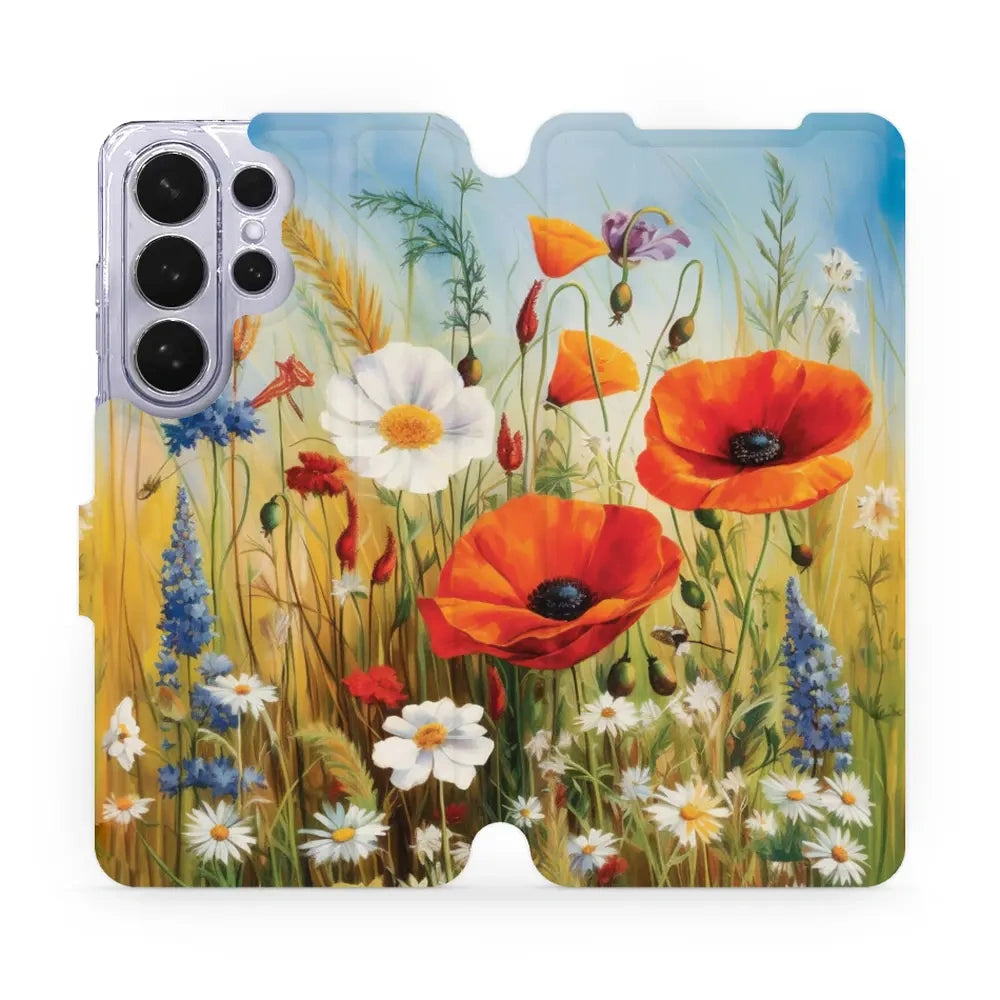 Handyhülle mit klappe für Galaxy S26 Ultra, Mobiwear Book, Wiesenblumen