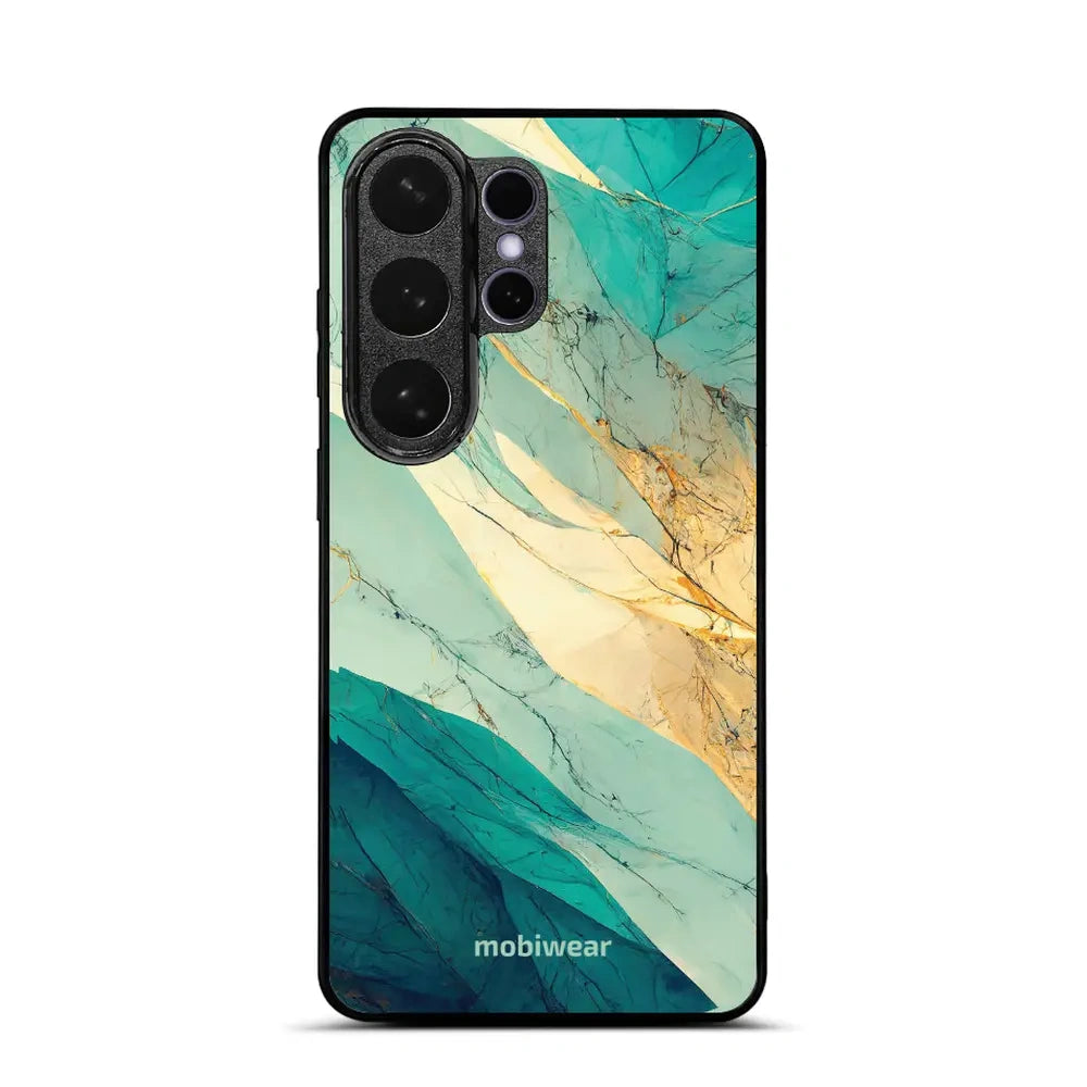 Handyhülle für Galaxy S26 Ultra, Mobiwear Glossy Case, Türkis-Marmor