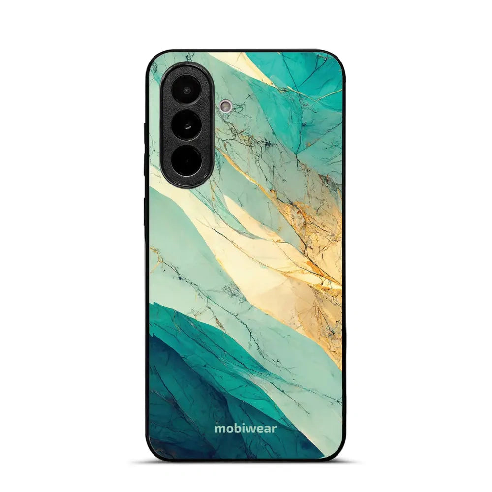 Handyhülle für Galaxy A37 5G, Mobiwear Glossy Case, Türkis-Marmor