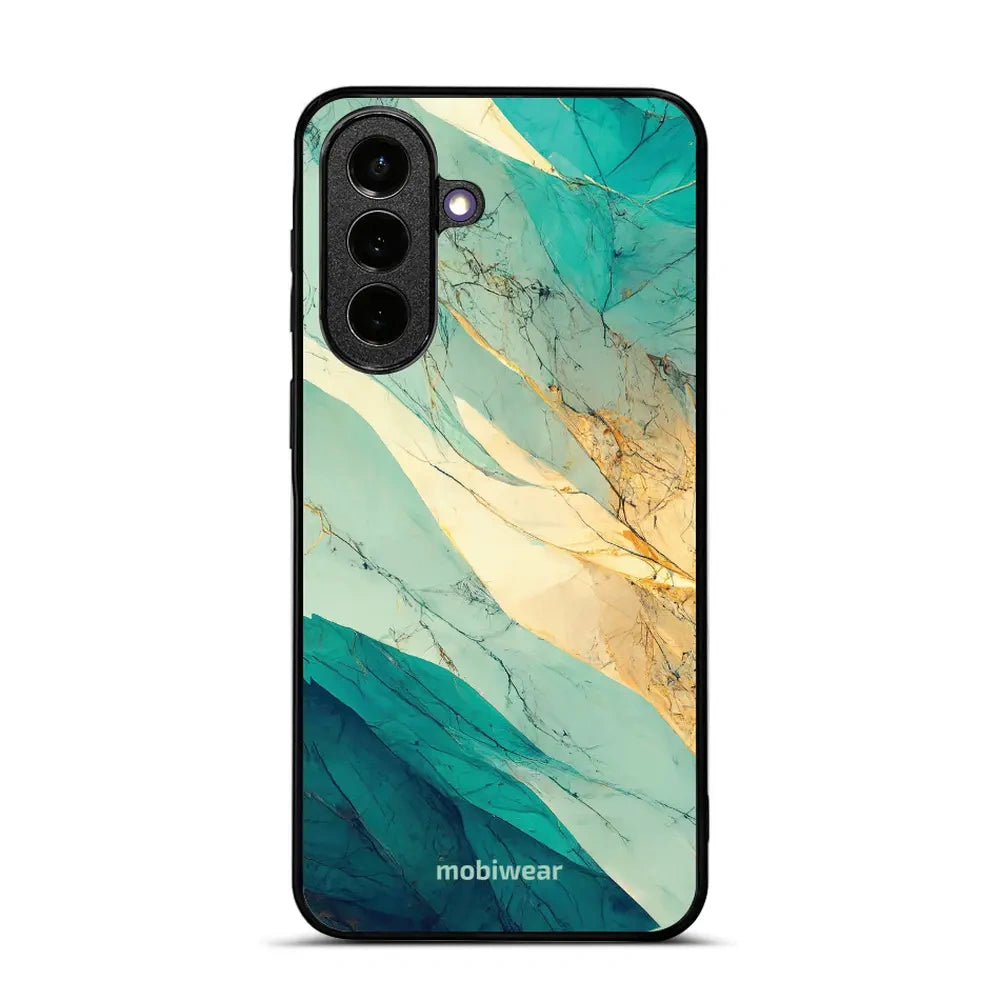 Handyhülle für Galaxy A57 5G, Mobiwear Glossy Case, Türkis-Marmor