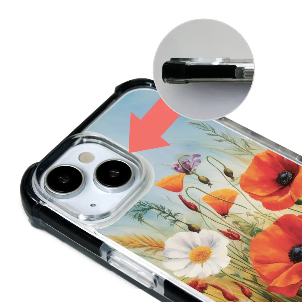 Handyhülle für iPhone 17e mit MagSafe, Mobiwear Elite Bumper, Wiesenblumen