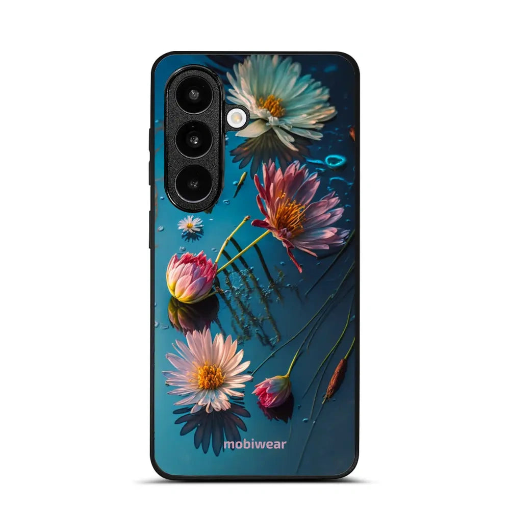 Handyhülle für Galaxy S26, Mobiwear Glossy Case, Blau-Blumig