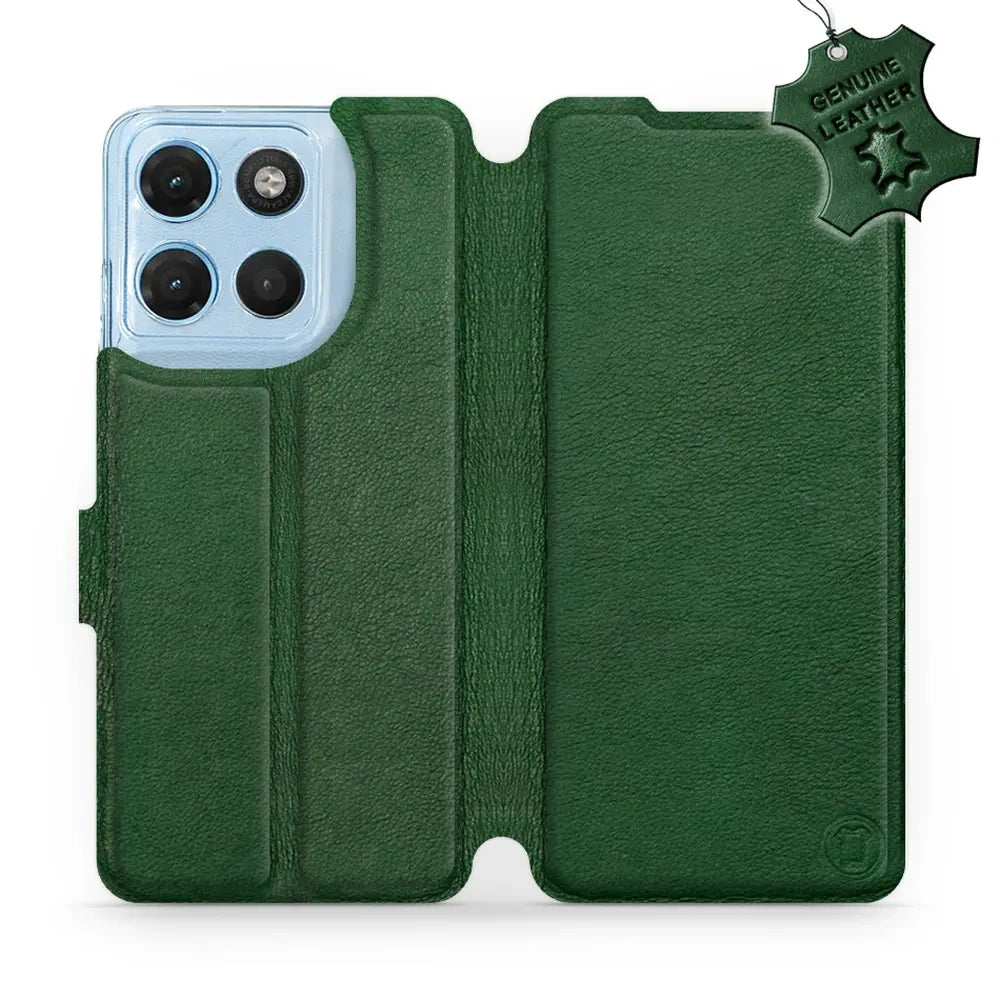 Echtleder Handyhülle für Motorola Moto G17 Power, Mobiwear Leather, Grün